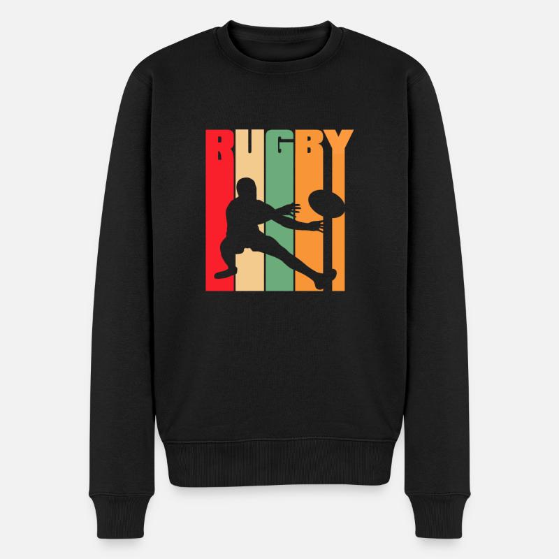 Conception de silhouette rétro rugby - Pull Premium bio Homme - noir