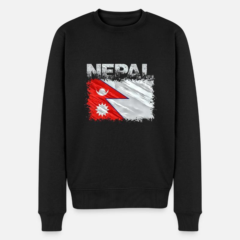 Nepal - Männer Premium Bio Pullover - Schwarz