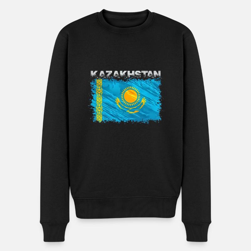 Kasachstan - Männer Premium Bio Pullover - Schwarz