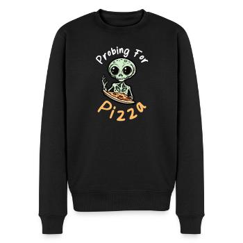 Alien Abduction Probing For Pizza - Men's Premium Organic Jumper - black - Front - Nico (187cm)