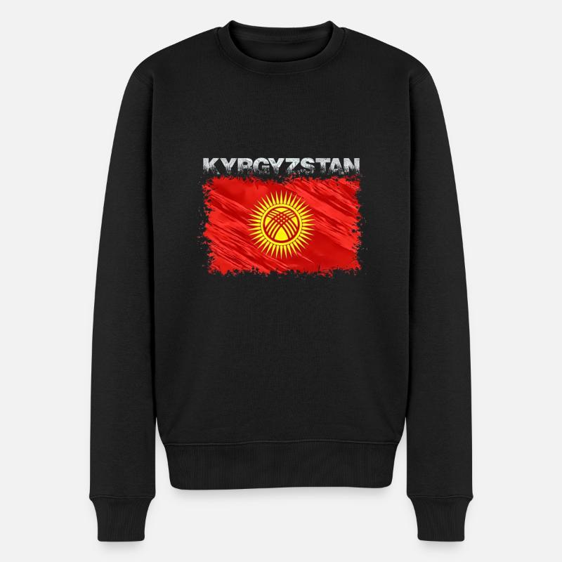 Kirgisistan - Männer Premium Bio Pullover - Schwarz