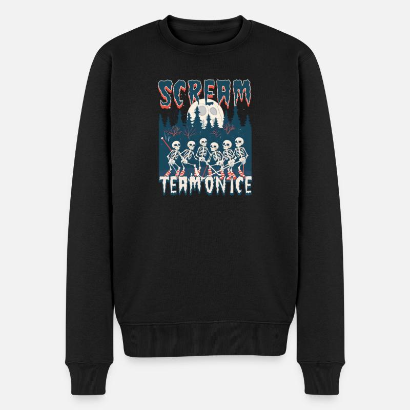 Halloween Eishockey Scream Team auf dem Eis - Männer Premium Bio Pullover - Schwarz