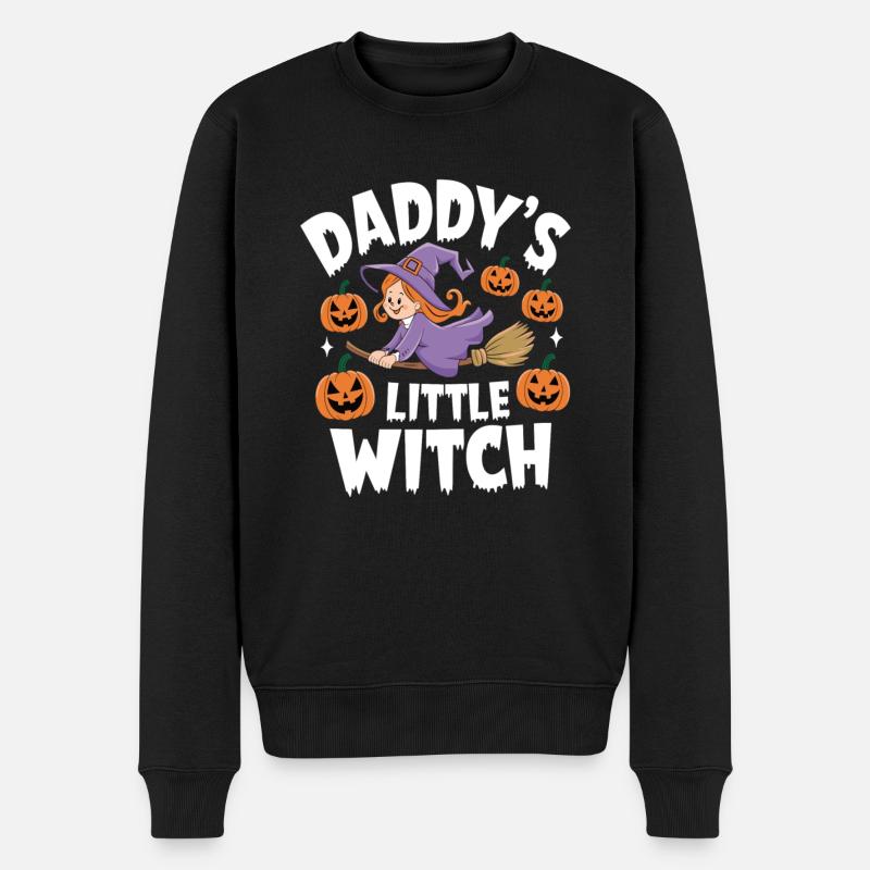 Halloween Witch Daddy's Little Witch - Männer Premium Bio Pullover - Schwarz