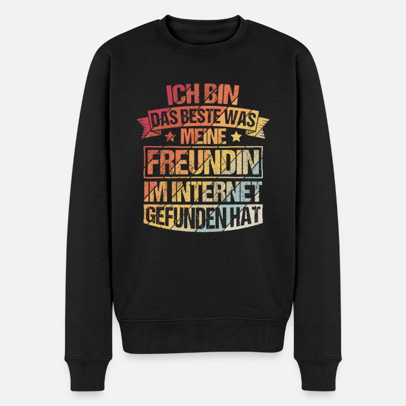 Internet Date Dating Fun Freundin Beziehung Paar D - Männer Premium Bio Pullover - Schwarz