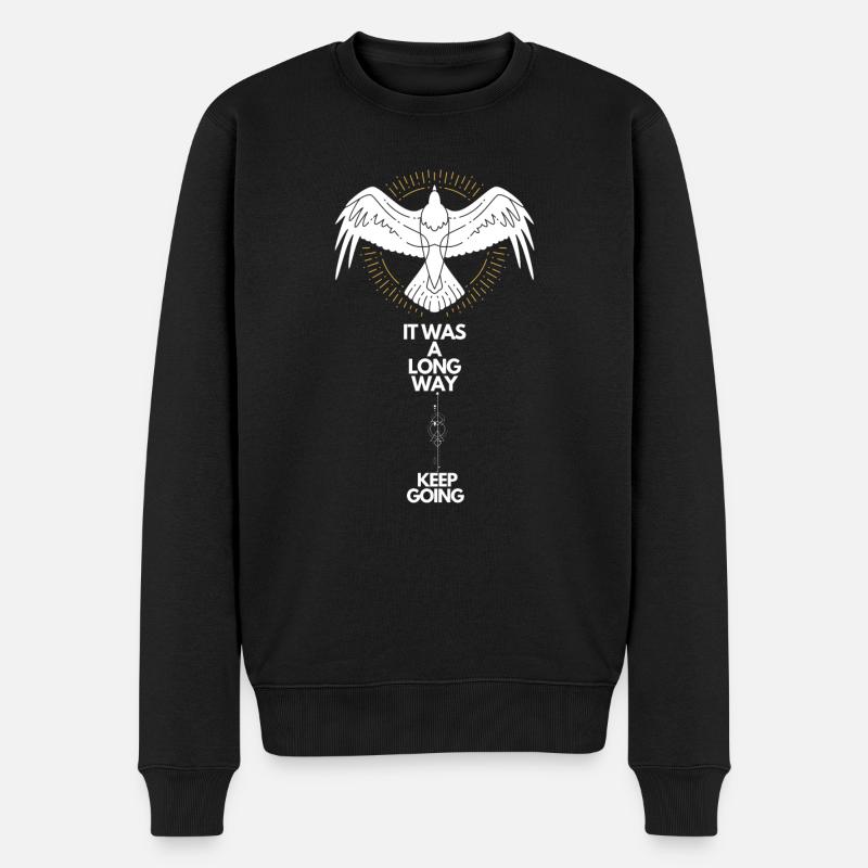 Keep going Nordisches Motivations Design - Männer Premium Bio Pullover - Schwarz