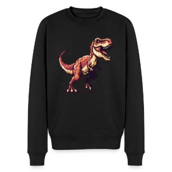 Retro Pixel Graphic T Rex Kids Clothing - Men's Premium Organic Jumper - black - Front - Nico (187cm)