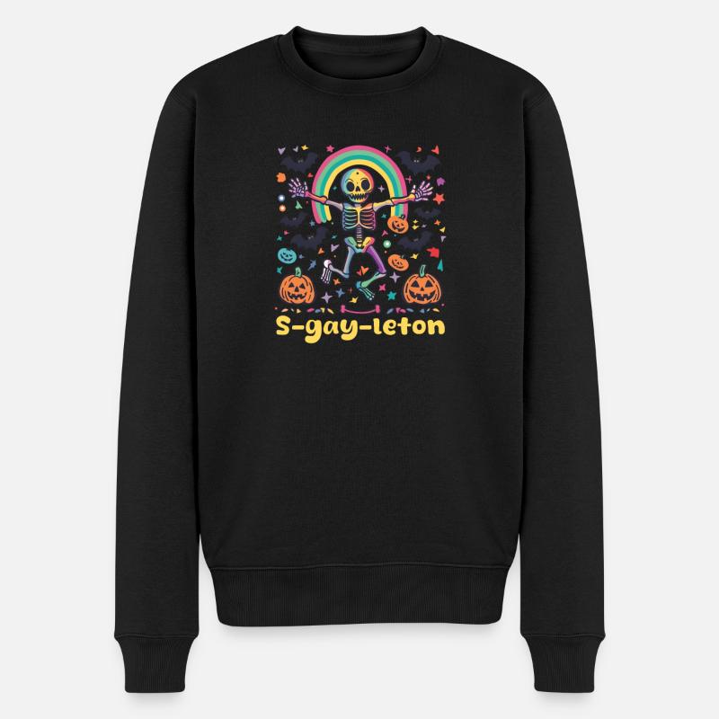 Schwul Halloween S-Gay-Leton - Männer Premium Bio Pullover - Schwarz