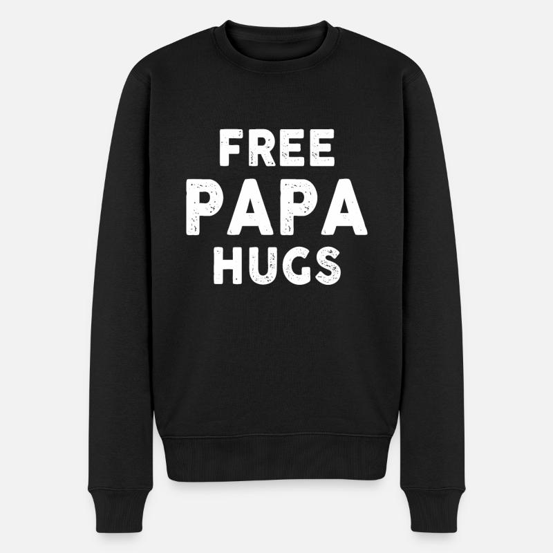 Free Papa Hugs - Männer Premium Bio Pullover - Schwarz