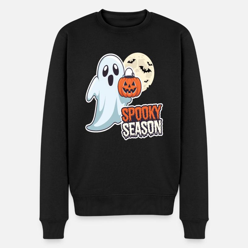 Cute Halloween Ghost Spooky Season Ghost - Männer Premium Bio Pullover - Schwarz