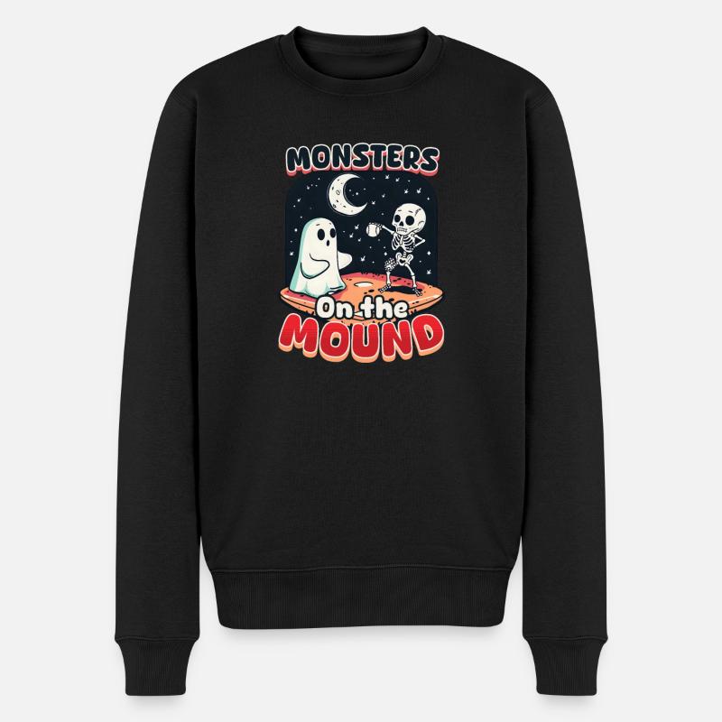 Halloween-Baseball-Monster auf dem Hügel - Männer Premium Bio Pullover - Schwarz