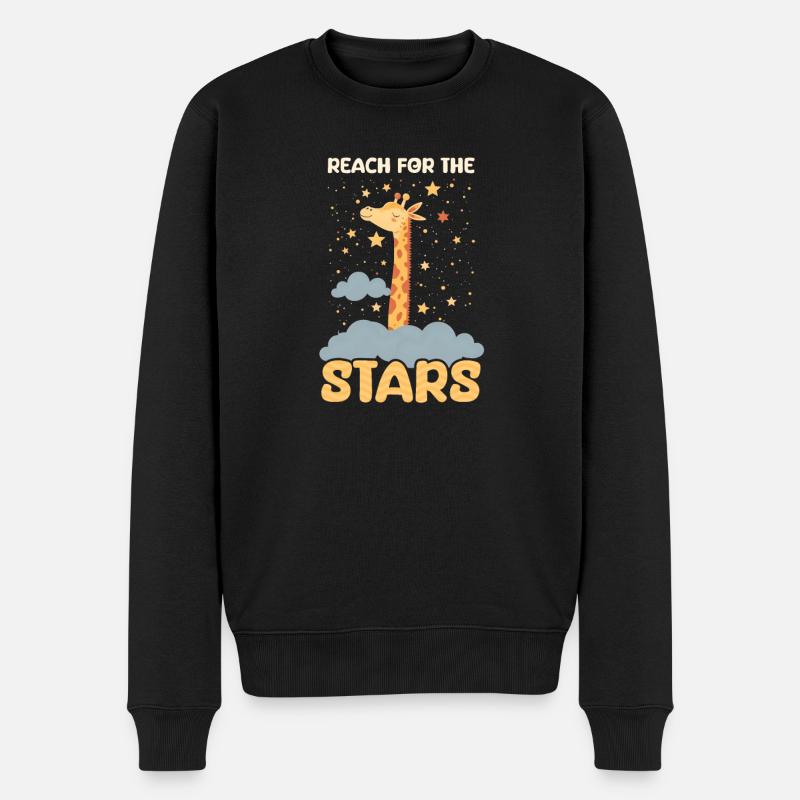 Girafe Atteindre les étoiles - Pull Premium bio Homme - noir