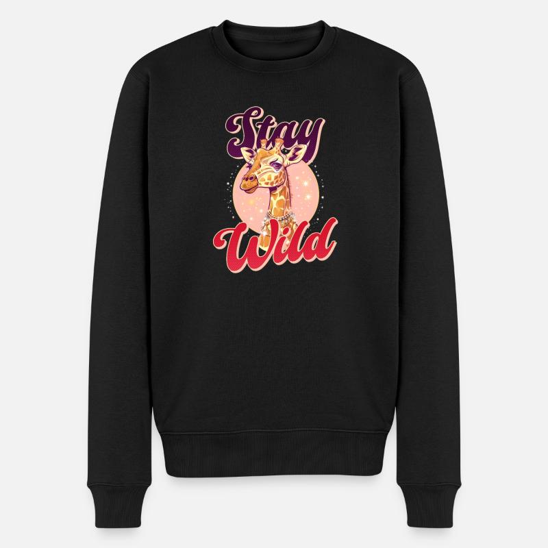 Giraffe bleibt wild - Männer Premium Bio Pullover - Schwarz