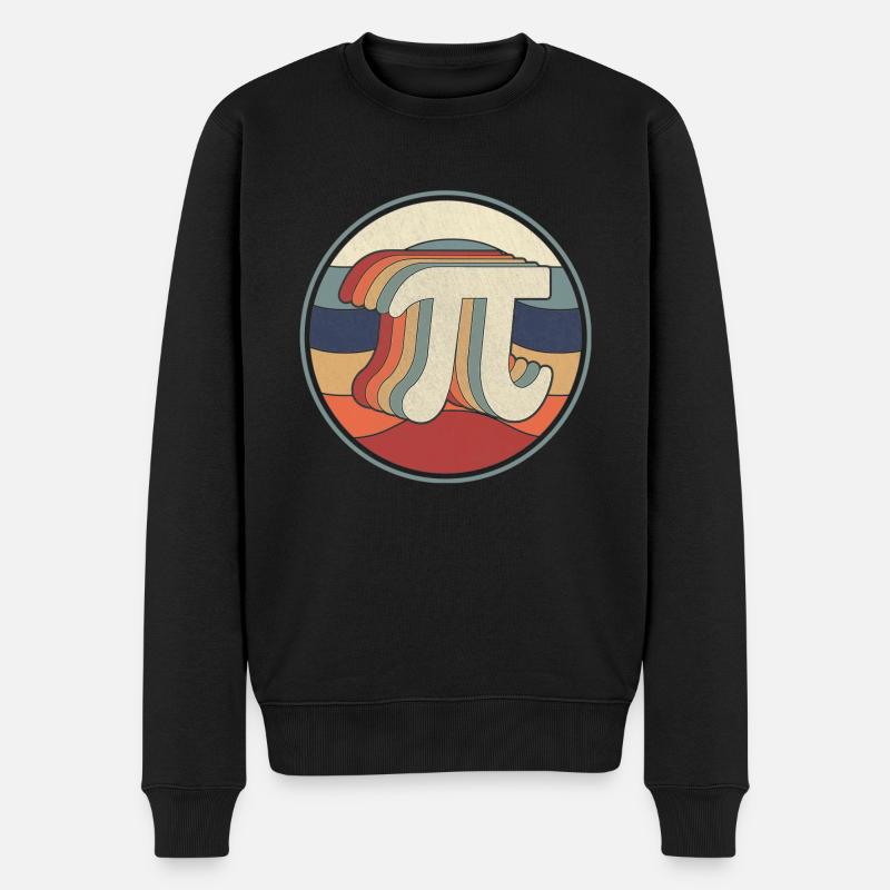 Vintage Pi Day Math 70s 80s Reto Pi Symbol Teacher - Männer Premium Bio Pullover - Schwarz