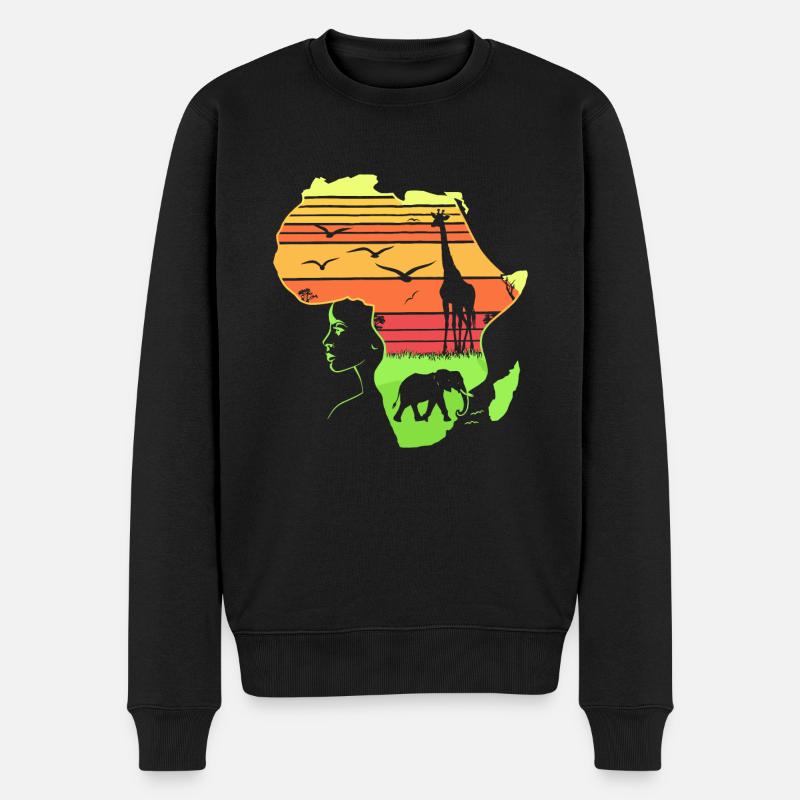 Africa is calling African Map Continent - Männer Premium Bio Pullover - Schwarz