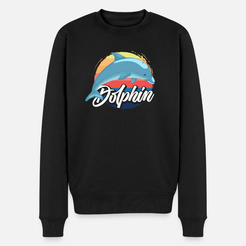 Nostalgic Dolphin Sunset Design - Men's Premium Organic Jumper - black