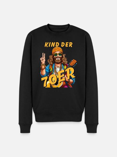 MANN KIND DER 70er - Männer Premium Bio Pullover - Schwarz