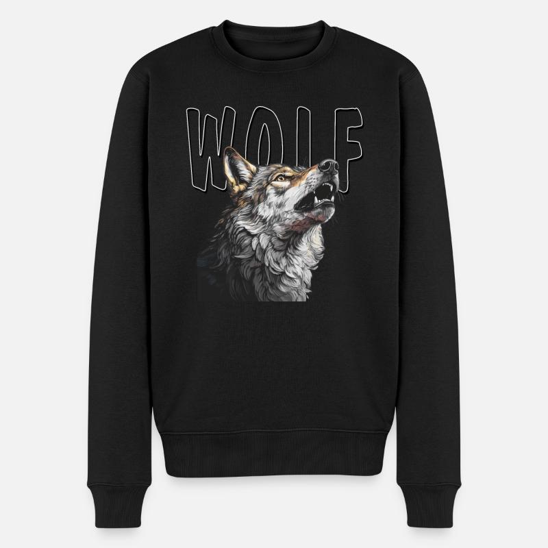 WOLF - Männer Premium Bio Pullover - Schwarz