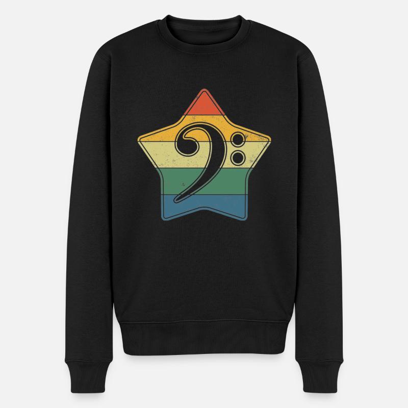 Bass Clef Music Note Retro Vintage Star - Männer Premium Bio Pullover - Schwarz
