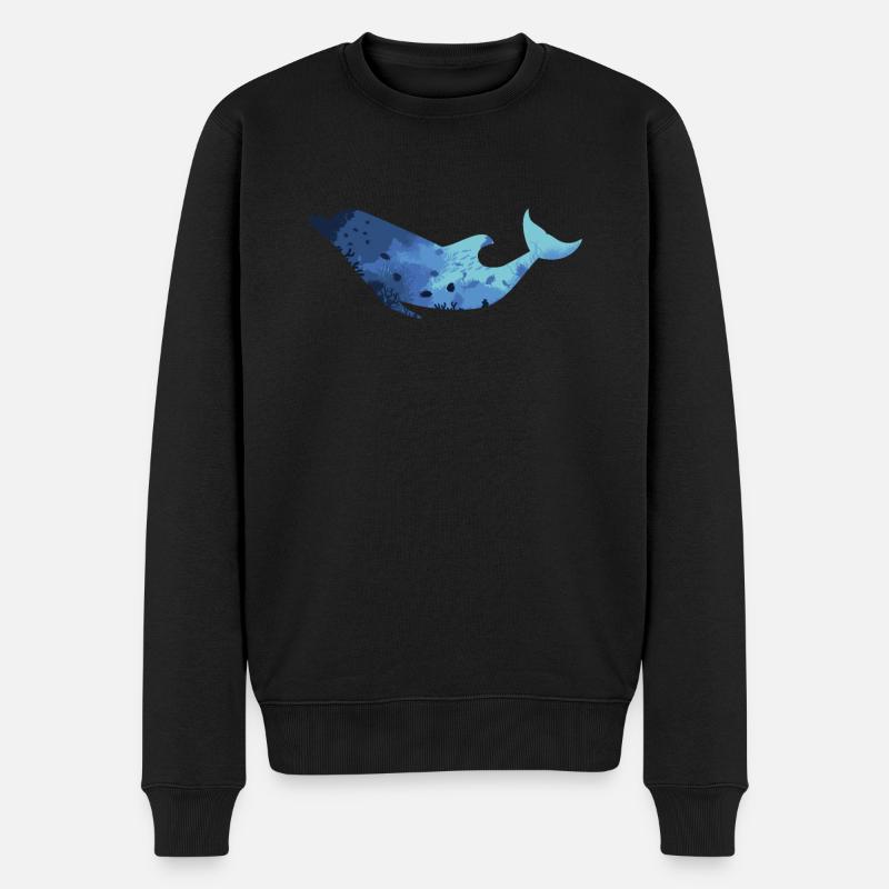 Monde Sous-marin Baleine Silhouette Bleu - Pull Premium bio Homme - noir