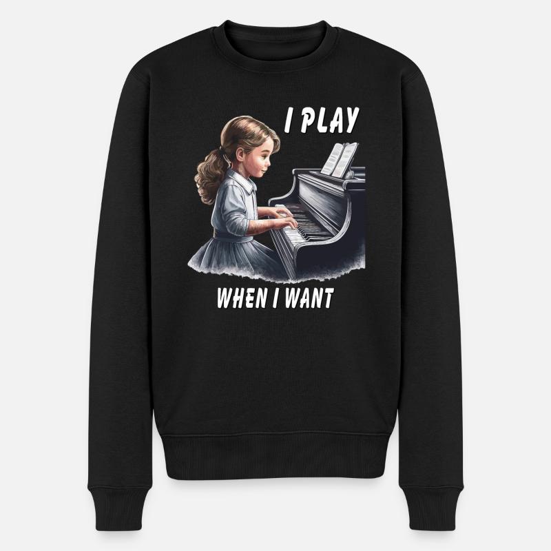 PIANO I PLAY WHEN I WANT - Männer Premium Bio Pullover - Schwarz
