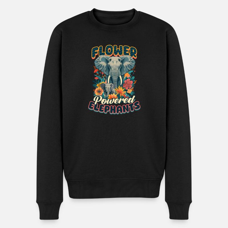 Éléphants à fleurs d’éléphant - Pull Premium bio Homme - noir