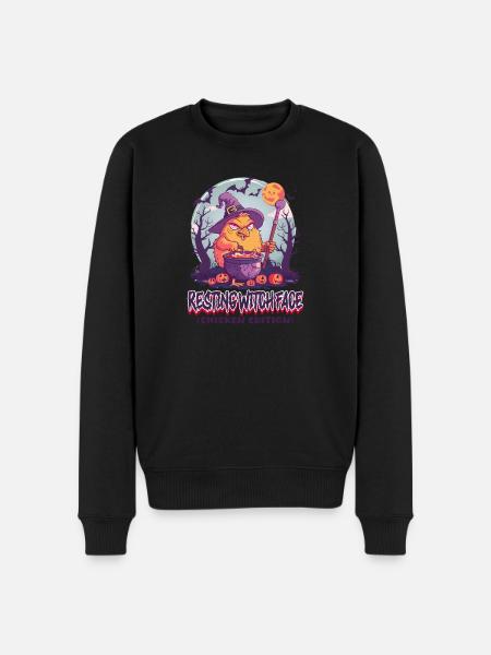 Halloween Chicken Resting Witch Face - Men's Premium Organic Jumper - black
