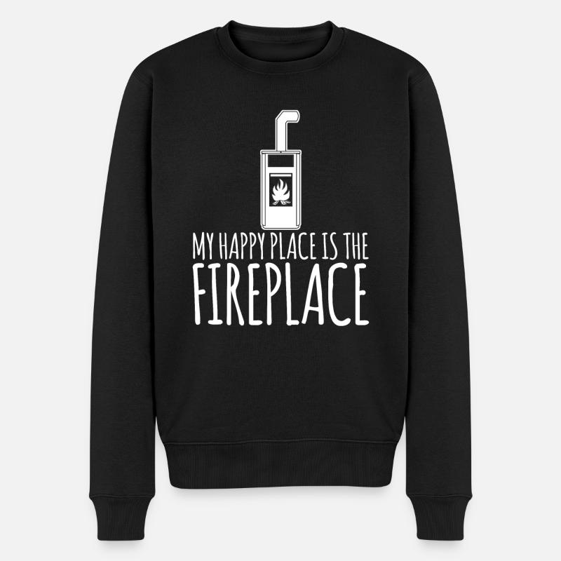 Four, Chauffage, Cheminée à bois - Pull Premium bio Homme - noir