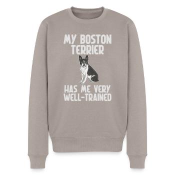 Cadeaux Boston Terrier - Pull Premium bio Homme - taupe - Devant - Nico (187cm)