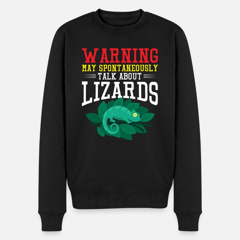 Warning spontaneously talk about lizards Design - Männer Premium Bio Pullover - Schwarz