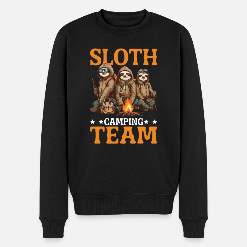 Sloth Camping Team 2 - Männer Premium Bio Pullover - Schwarz