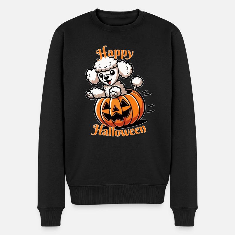Caniche Citrouille Joyeux Halloween Goldendoodle - Pull Premium bio Homme - noir
