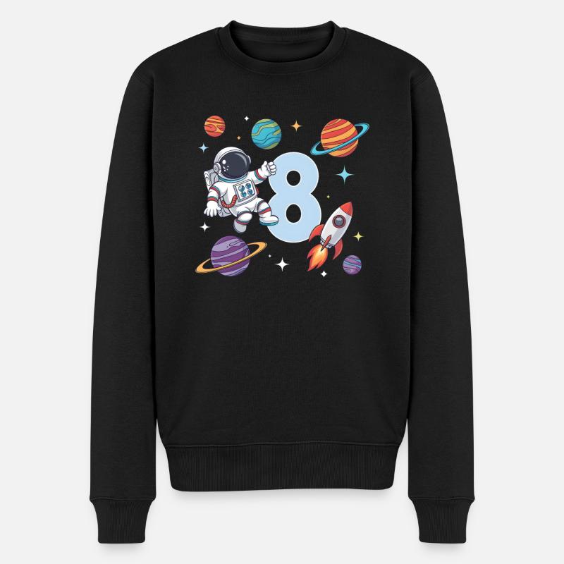8. Geburtstag Jungen 8 Jahre Astronaut Geburtstag - Männer Premium Bio Pullover - Schwarz