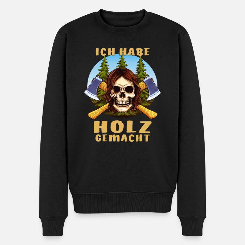 HACHE CRÂNE I EN BOIS - Pull Premium bio Homme - noir