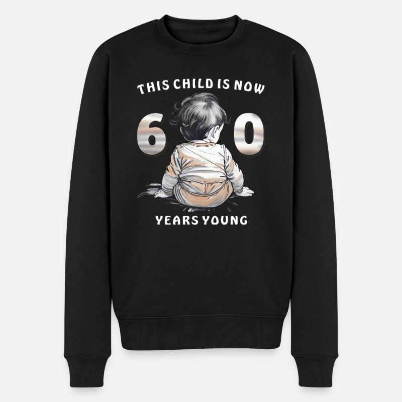 Child 60. Birthday - Männer Premium Bio Pullover - Schwarz