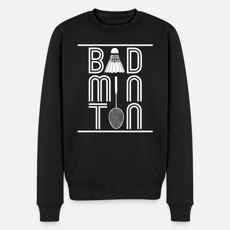 Raquette Navette Joueur Badminton - Pull Premium bio Homme - noir