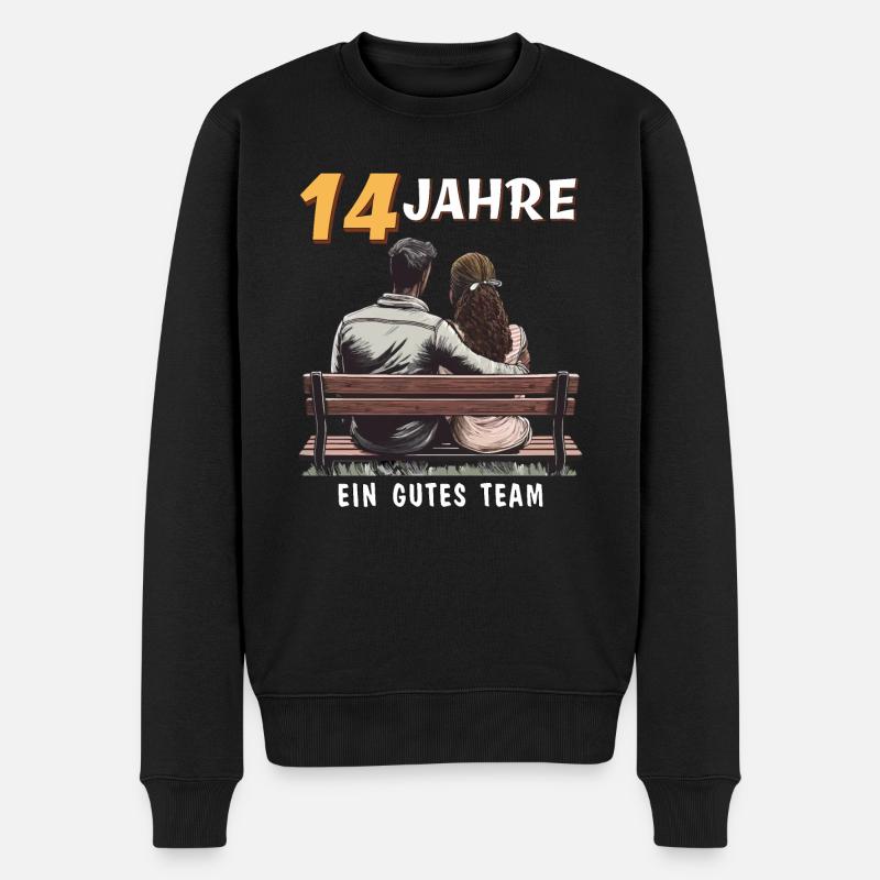 14 JAHRE EIN GUTES TEAM MANN FRAU - Männer Premium Bio Pullover - Schwarz