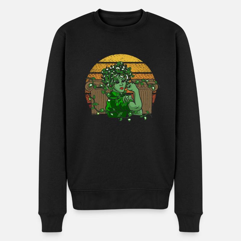 Dieu antique Mythologie grecque Médussa - Pull Premium bio Homme - noir