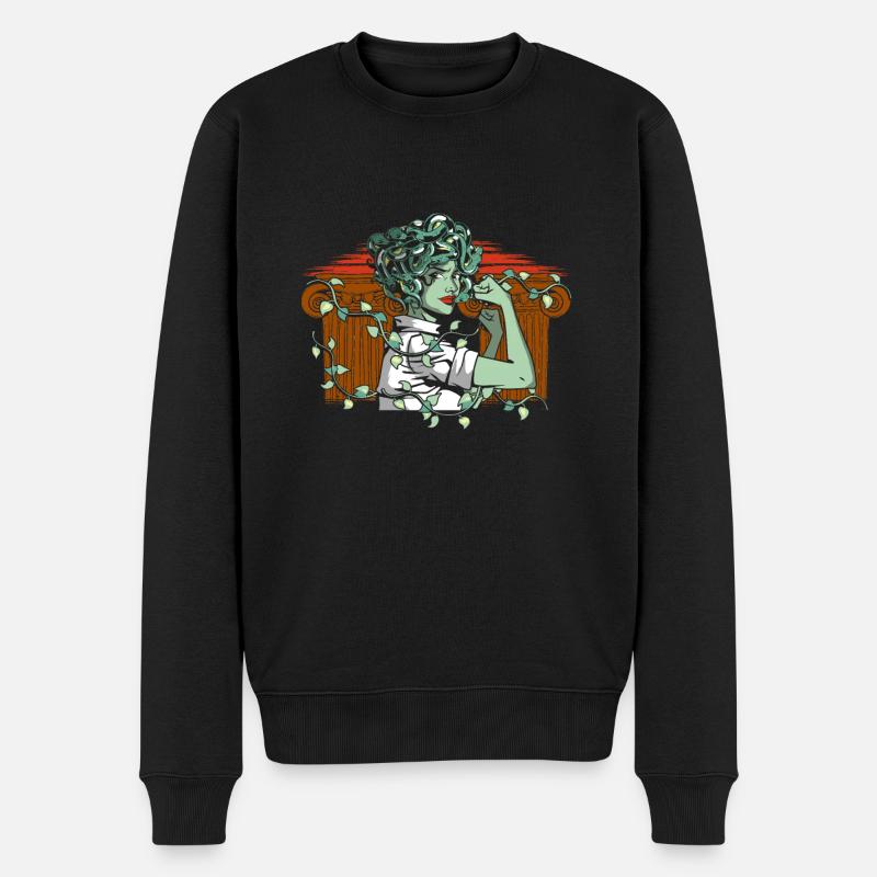 Dieu antique Mythologie grecque Médussa - Pull Premium bio Homme - noir
