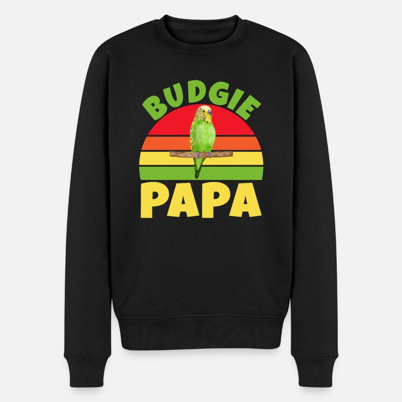 Budgie Gift - Männer Premium Bio Pullover - Schwarz