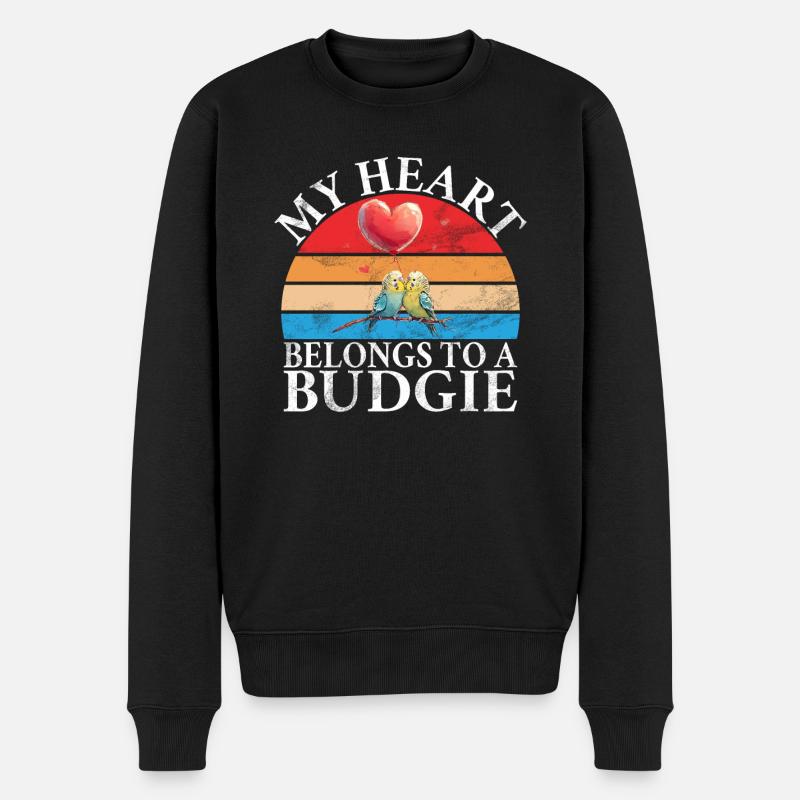 Budgie Gift - Männer Premium Bio Pullover - Schwarz