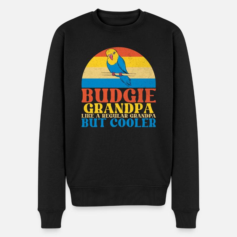 Budgie Gift - Männer Premium Bio Pullover - Schwarz