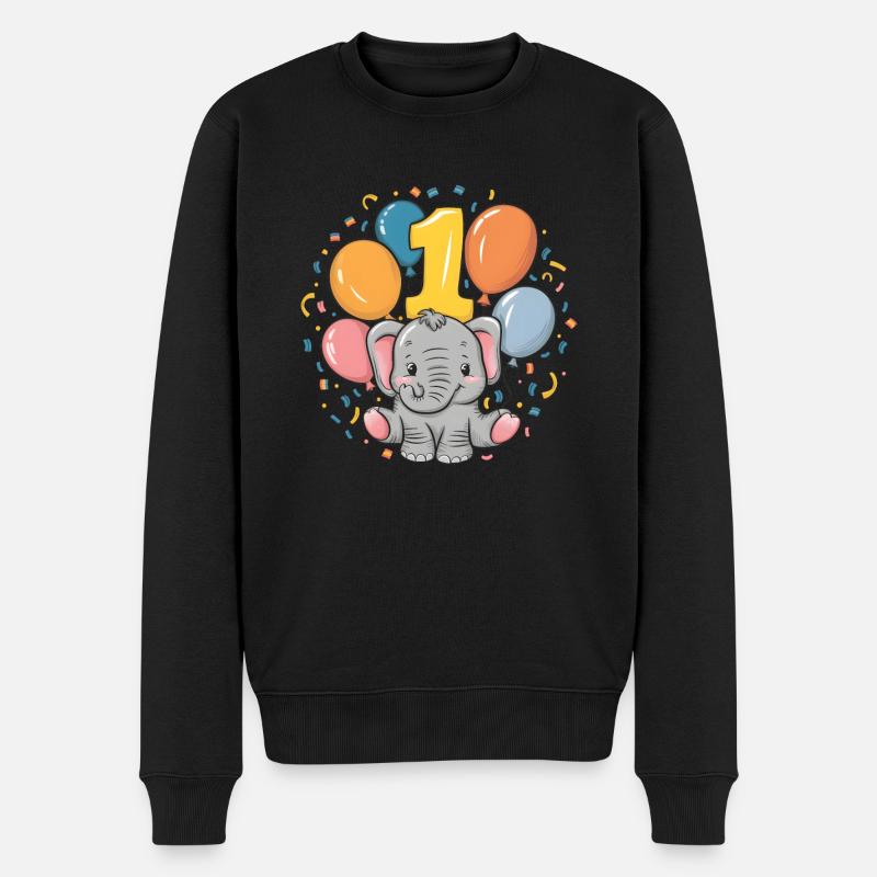 1. Geburtstag Elefant Kindergeburtstag - Männer Premium Bio Pullover - Schwarz