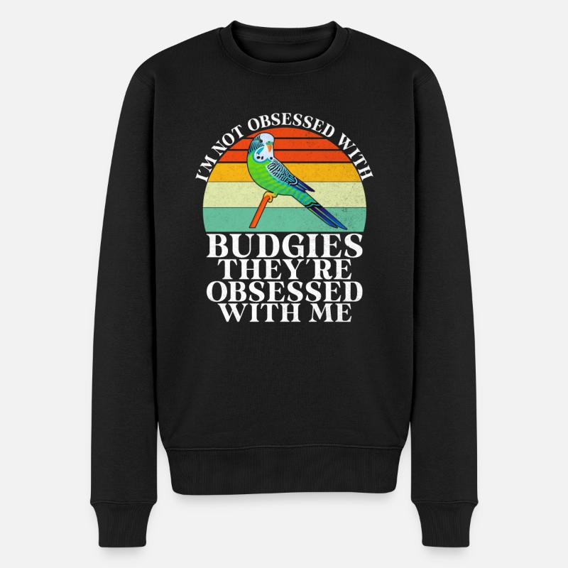 Budgie Gift - Männer Premium Bio Pullover - Schwarz