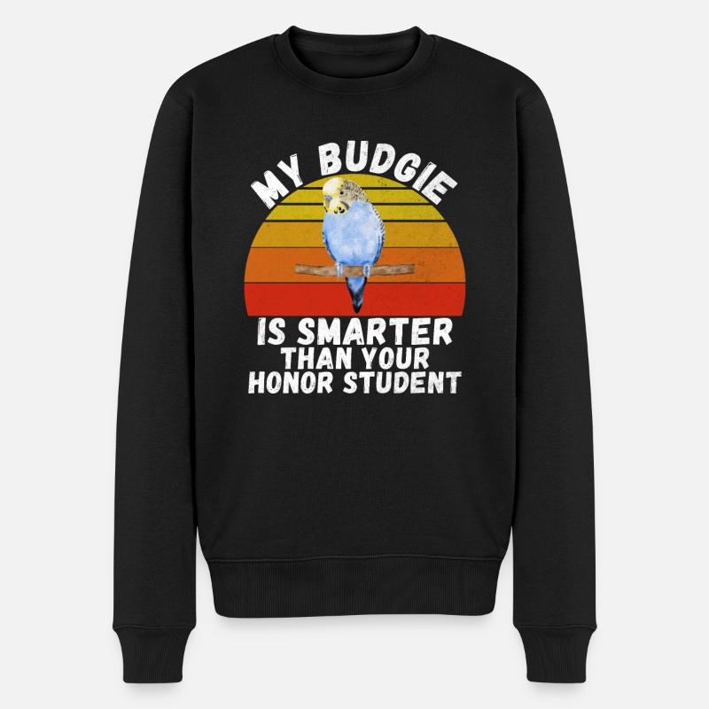 Budgie Gift - Männer Premium Bio Pullover - Schwarz
