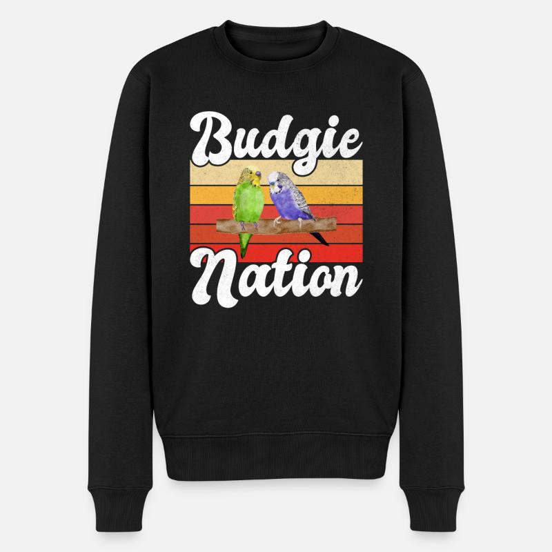 Budgie Gift - Männer Premium Bio Pullover - Schwarz