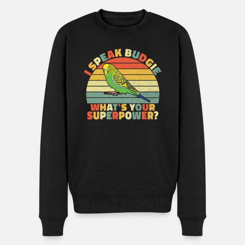 Budgie Gift - Männer Premium Bio Pullover - Schwarz