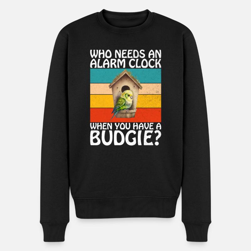 Budgie Gift - Männer Premium Bio Pullover - Schwarz