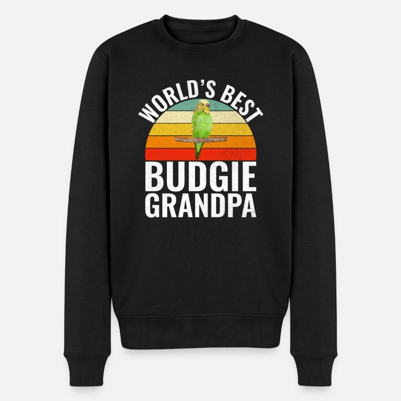 Budgie Gift - Männer Premium Bio Pullover - Schwarz