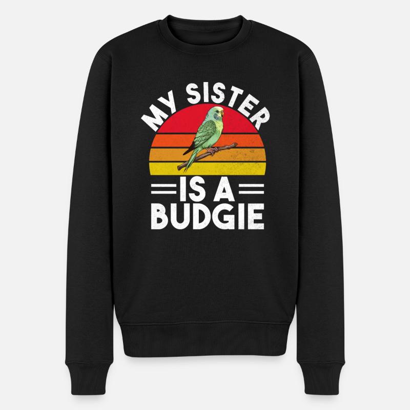 Budgie Gift - Männer Premium Bio Pullover - Schwarz