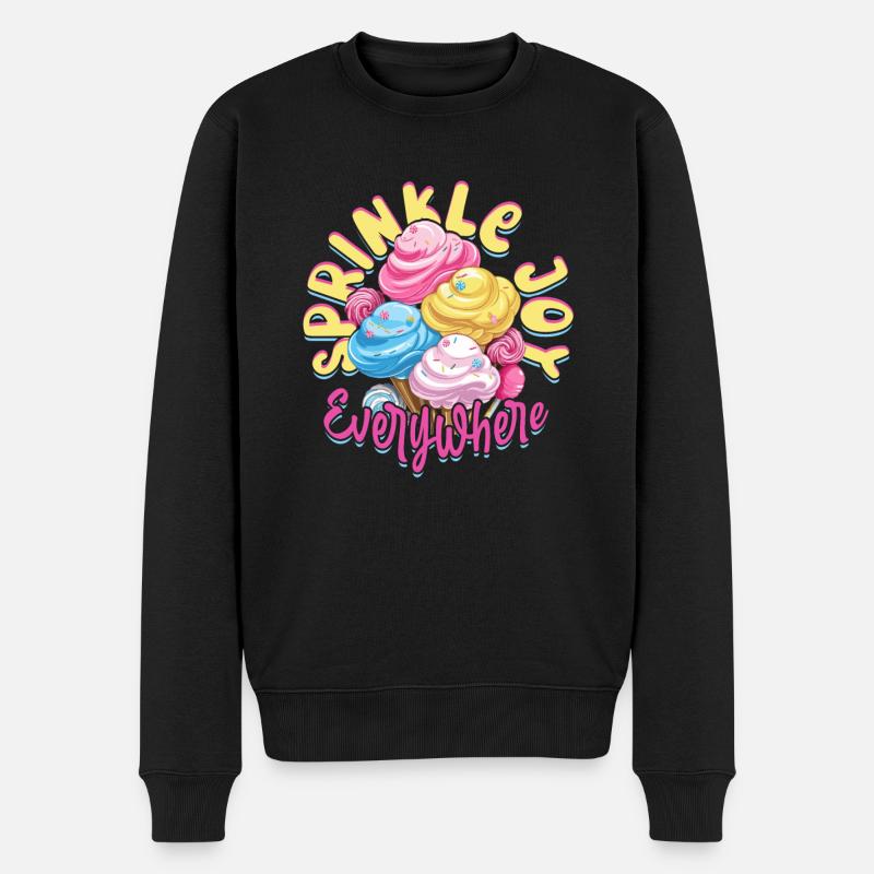 Zuckerwatte Sprinkle Joy Everywhere - Männer Premium Bio Pullover - Schwarz